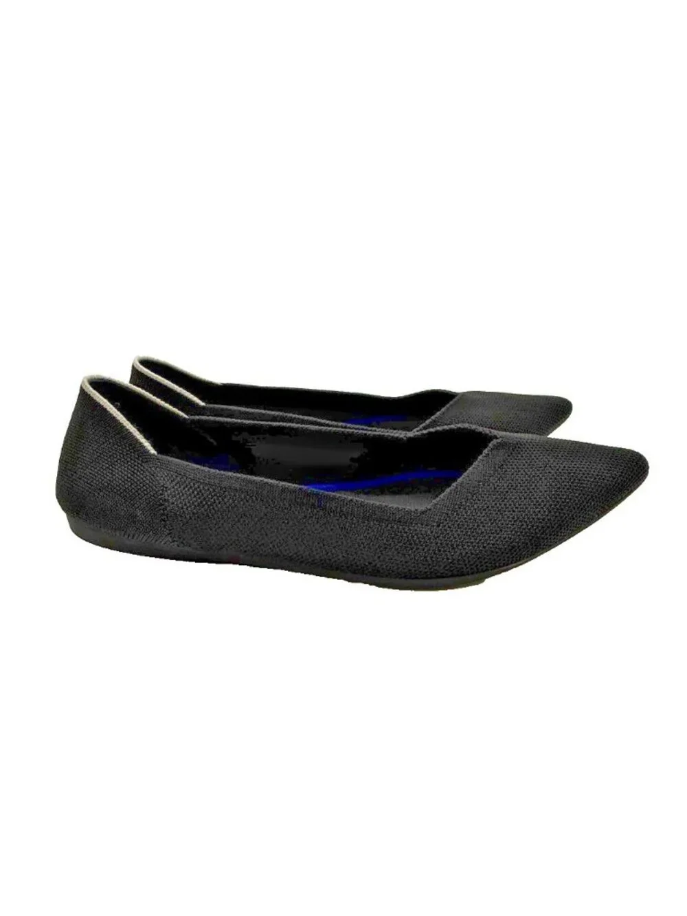 Rothy's The Point Black Knit Ballet Flats Shoes Women's 10.5 Preppy Minimalist